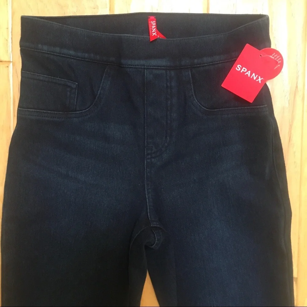 Spanx Ankle Jeanish Legging Dark Blue Denim Stretch XS Looks Like Jeans NWT